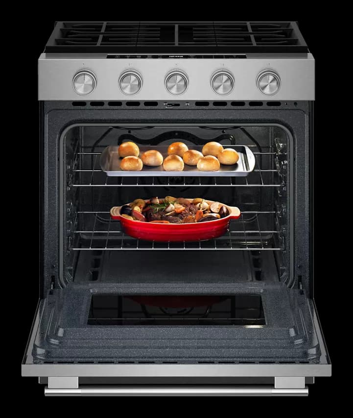 KitchenAid 30" 5.0 cu. ft. Smart Slide-in Gas Range with Convection Cooking Modes, PrintShield Stainless 1